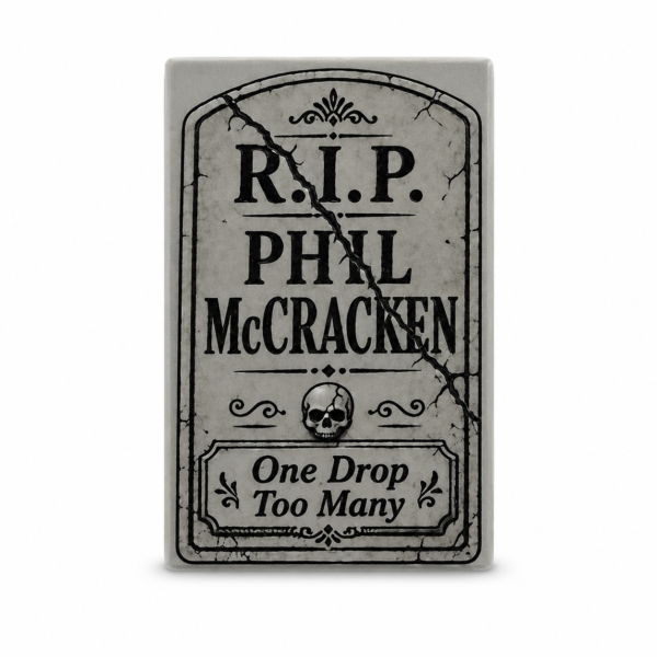 Phil McCracken custom printed LEGO® 2x3 tombstone tile in medium stone gray