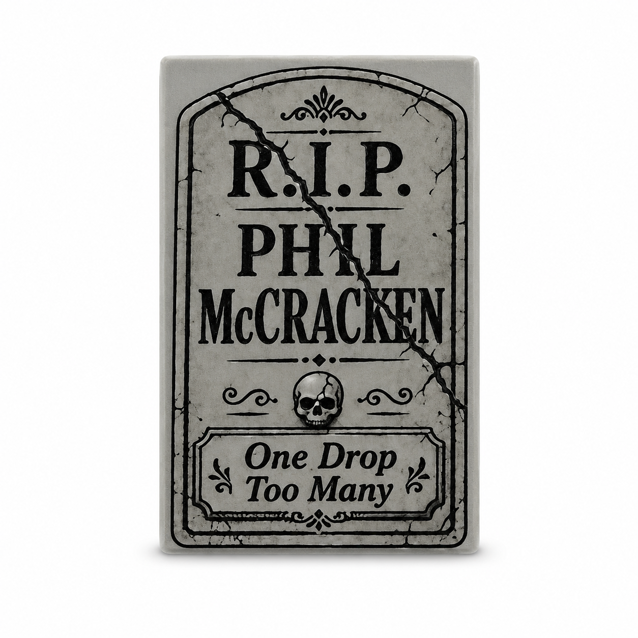 phil-mccracken-custom-lego-2x3-tombstone-tile Phil McCracken custom printed LEGO® 2x3 tombstone tile in medium stone gray